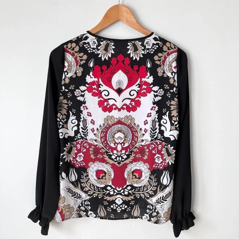 Laundry by Shelli Segal Long Sleeve Mixed Print Blouse - Picture 5 of 8